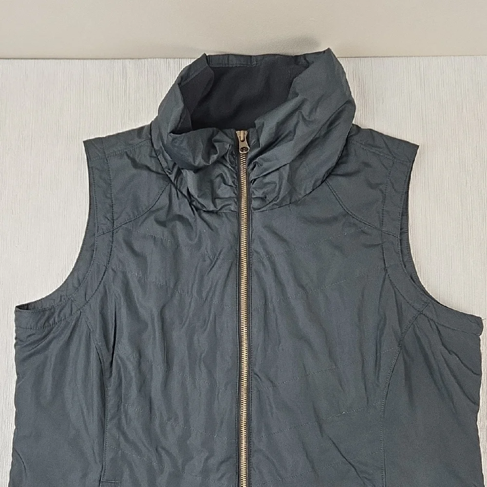 Columbia Womens Black Quilted Fleece Lined Funnel Neck Zip Up Vest Large 1671661